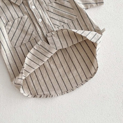 סט פסים מכופתרת קצרה ומכנס-אדיר